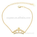 2016 new gold chain bracelet fashion women micro pave cz gold crown charm bracelet